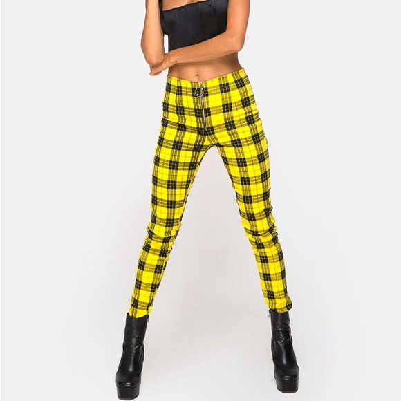 Motel Yellow Plaid Punk Pants XL - Picture 4 of 4
